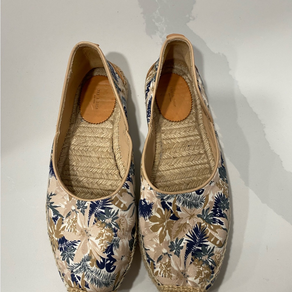 Rag & Bone Georgie Espadrilles Floral Canvas Flats Sz 37 - Picture 8 of 9